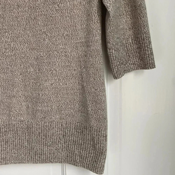 New York & Company Three Quarter Sleeve Knit Braided Turtleneck Tan Sweater M - Picture 4 of 11